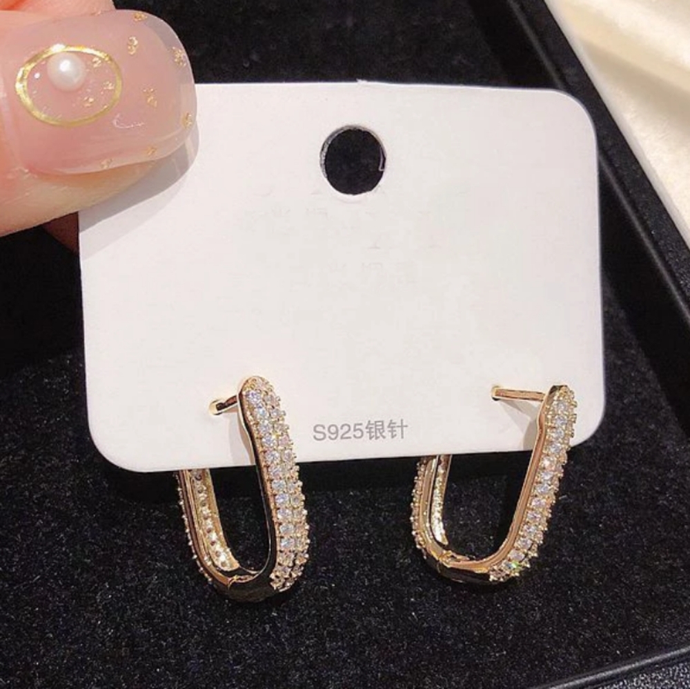NEW Yellow Gold Pave Diamond Huggie Hoops - Picture 2 of 4